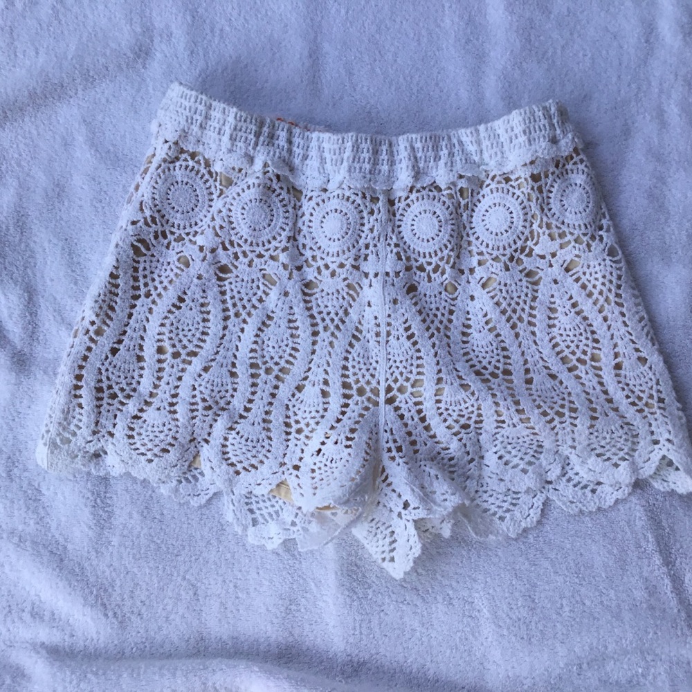 White knitted Anthropologie shorts
